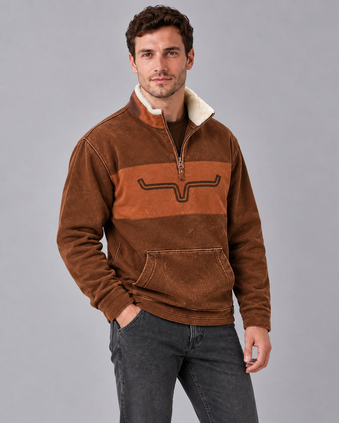 Men's Fleece-Lined Quarter Zip Pullover Sweater