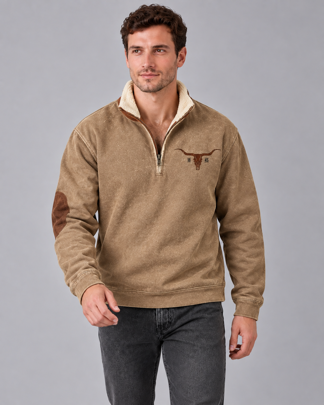 Men's Fleece-Lined Quarter Zip Pullover Sweater