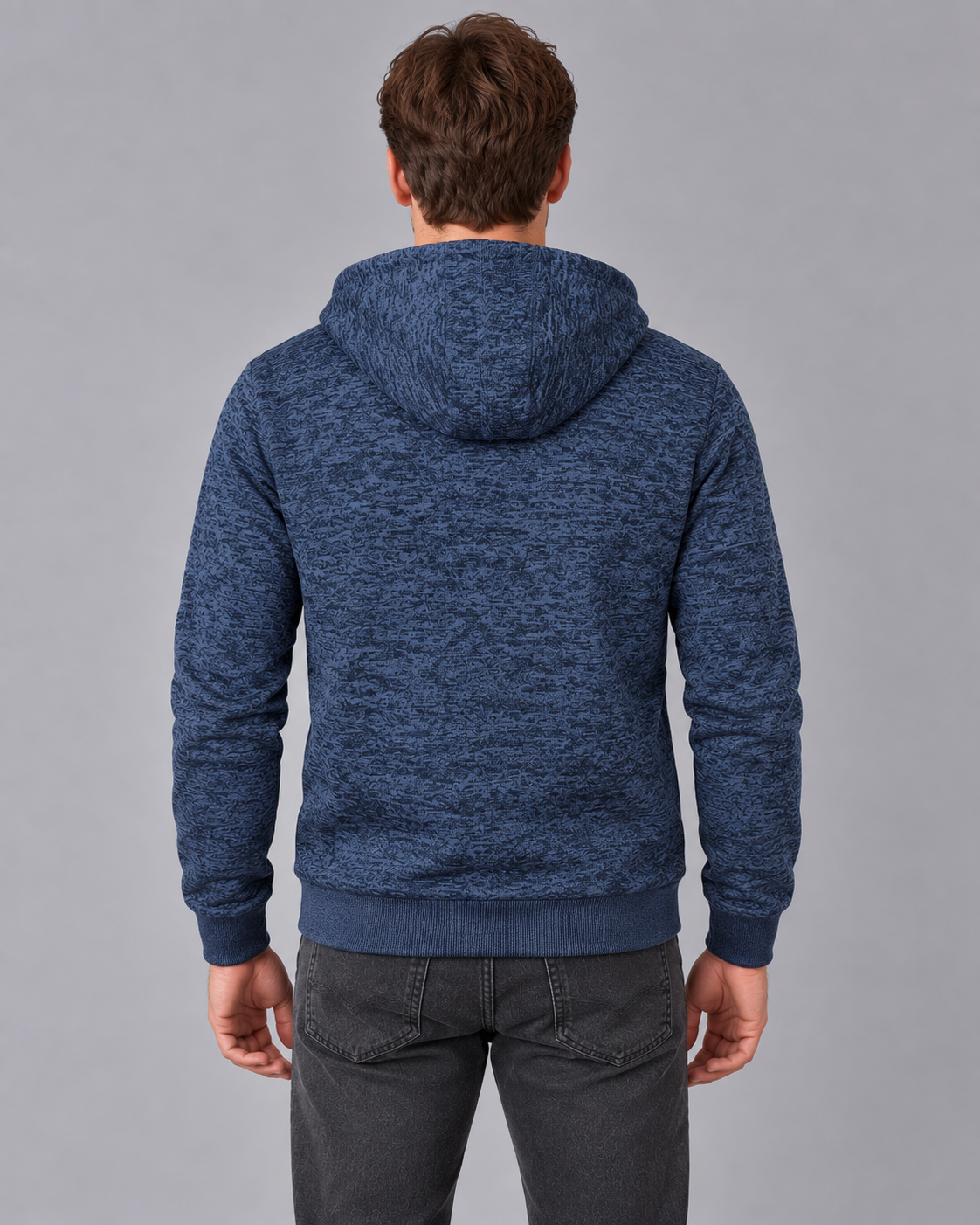 Men's Hooded Full-Zip Knitted Jumper | Slim Fit Casual Sweater
