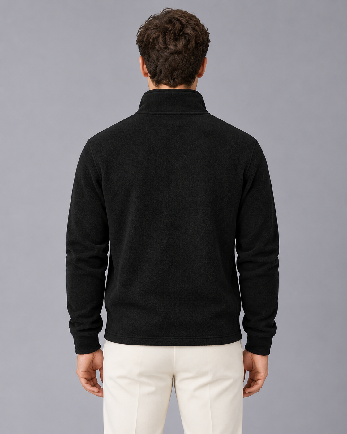 Men's Quarter-Zip Fleece Sweatshirt | Sweater with Henley Stand-Up Collar
