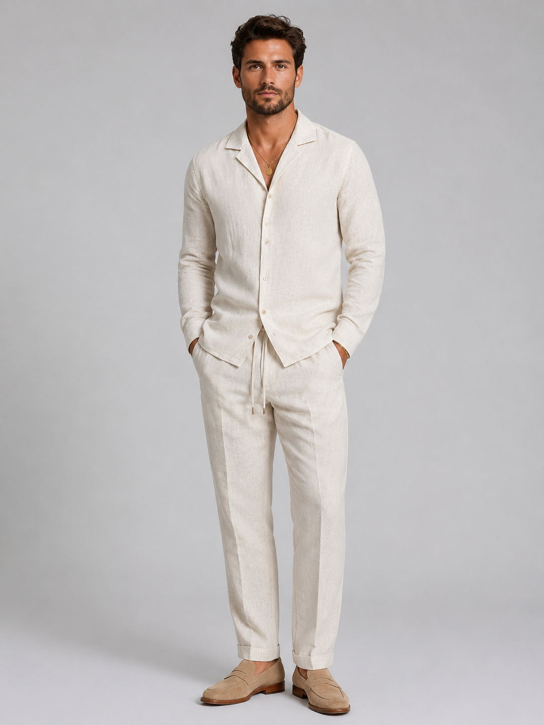 Men's Two Piece Shirt & Pants Set – Relaxed Summer Outfit