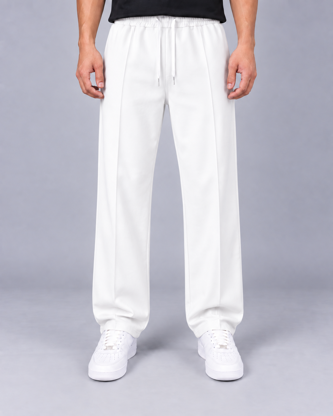 Men's Elasticated Waist Pants | Straight Leg Trousers with Relaxed Fit