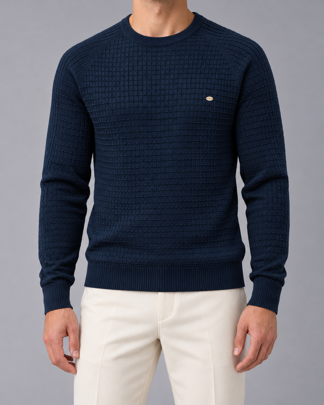 Men's Waffle Knit Sweater | Stylish Cozy Long Sleeve Winter Jumper