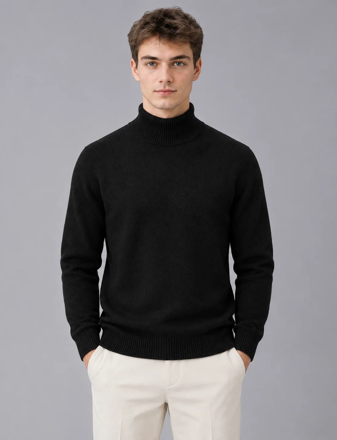 Knitwear Haven | Stylish Slim Fit Black Men's Turtleneck Jumper 0