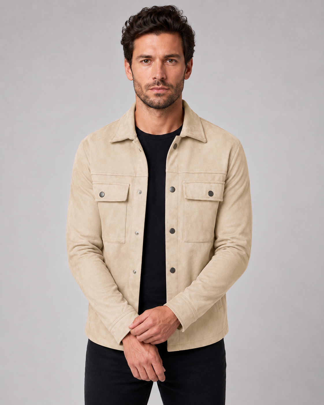 Men's Slim Fit Suede Overshirt Jacket