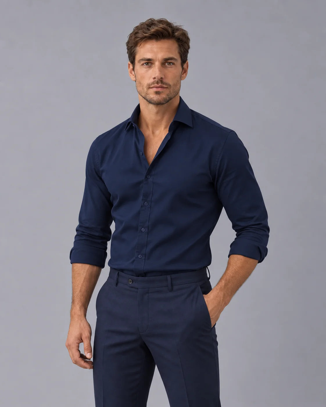 Men's 100% Cotton Dress Shirt | Tailored Fit Elegant Button-Up | Versatile Formal Wear 1