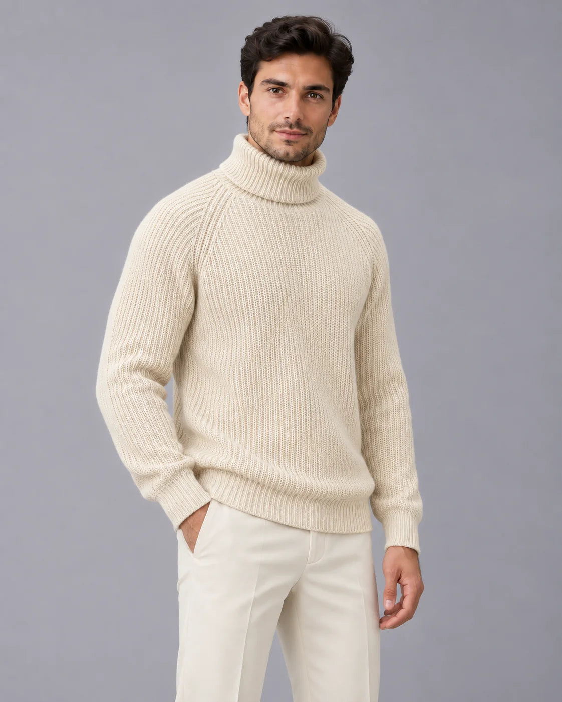 Men's Chunky Knit Turtleneck Sweater | Cozy Relaxed Fit Winter Jumper 0