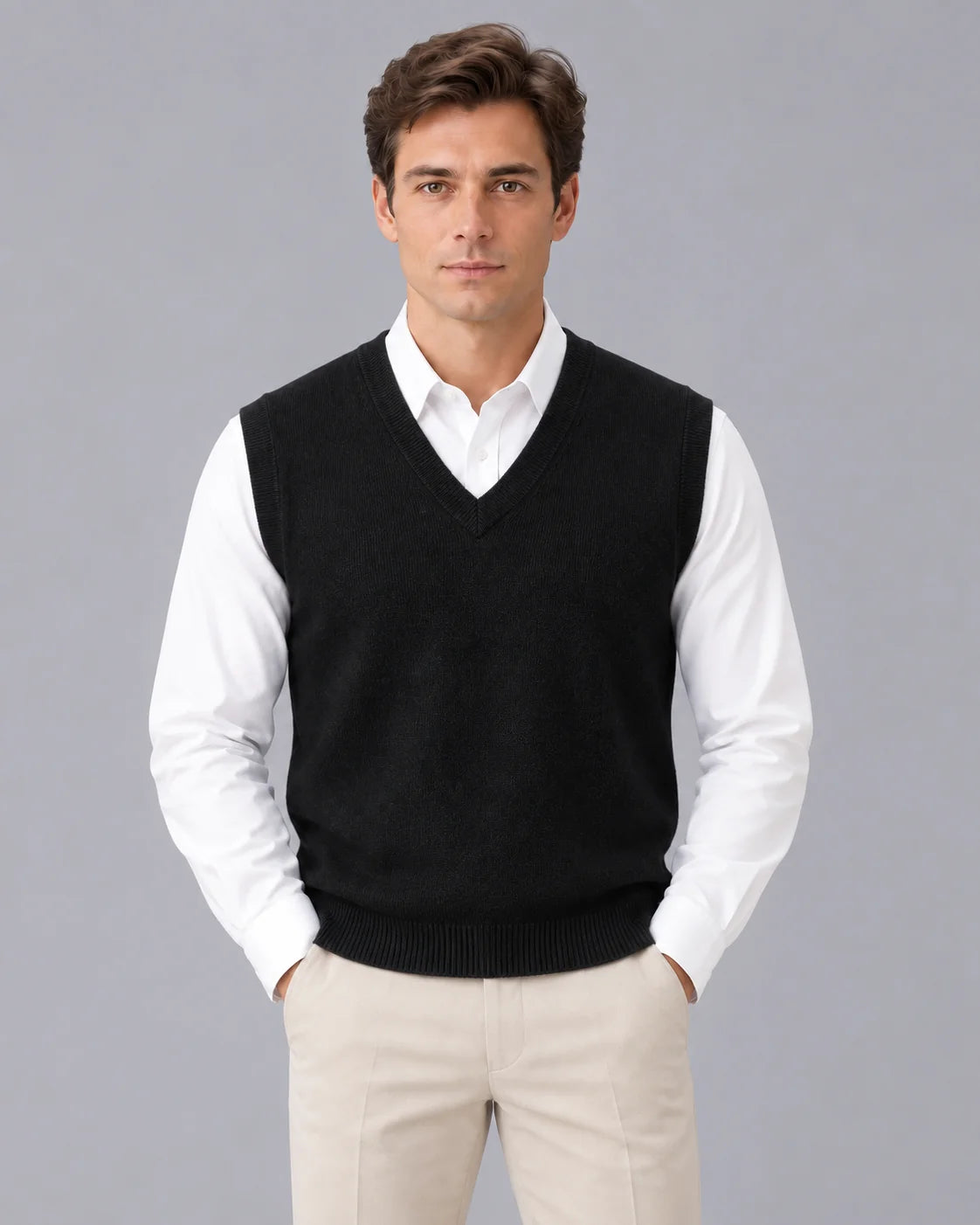 Men's Extrafine Merino Wool Sweater Vest | Lightweight Sleeveless Layering Piece 5