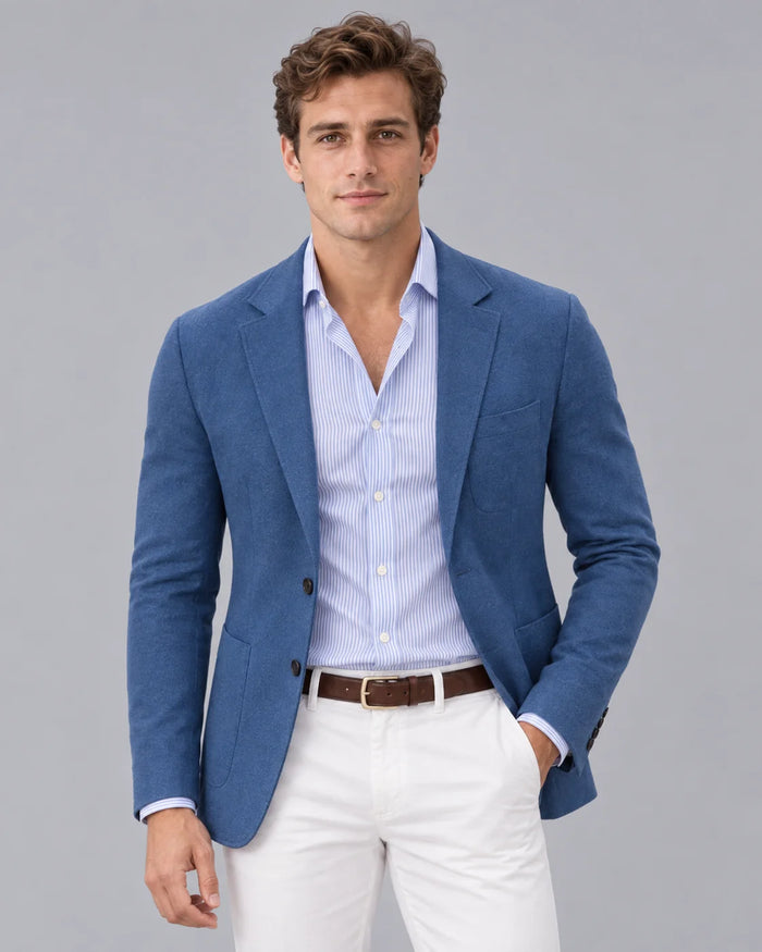 Men's Premium Soft Knit Blazer | Tailored Fit Elegant Jacket for Casual and Formal Wear 0