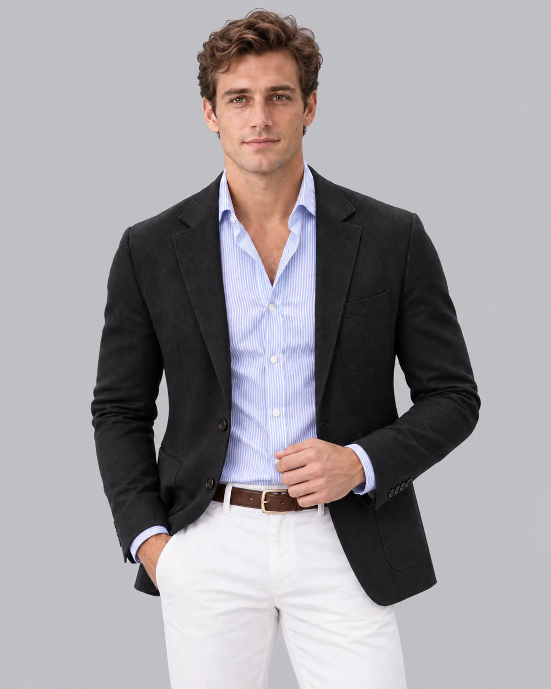 Men's Premium Soft Knit Blazer | Tailored Fit Elegant Jacket for Casual and Formal Wear 6