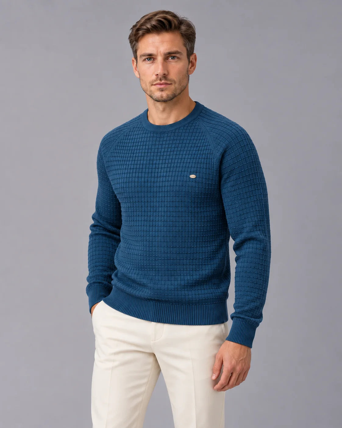 Men's Waffle Knit Sweater | Stylish Cozy Long Sleeve Winter Jumper 2