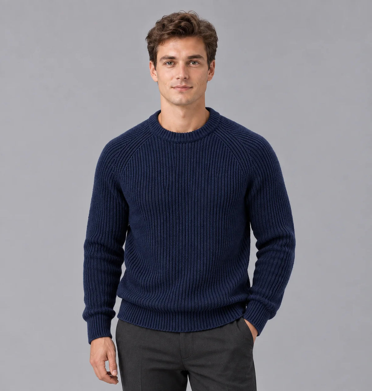 RibbedWaves | Cozy Durable Men's Sweater for Everyday Comfort 1
