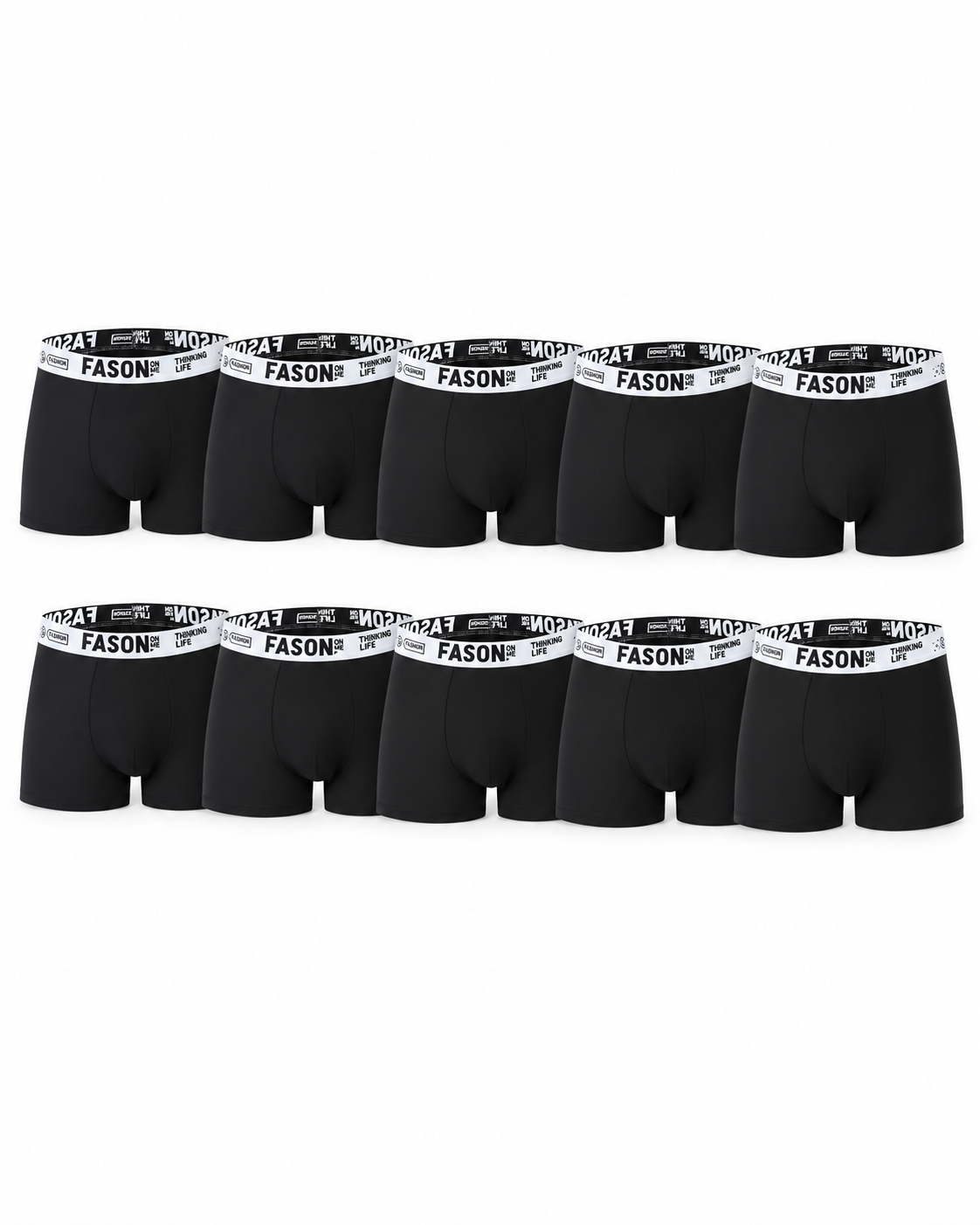 Men's Cotton Boxer Briefs 10-Pack | Black Breathable Trunks | Sizes S–3XL