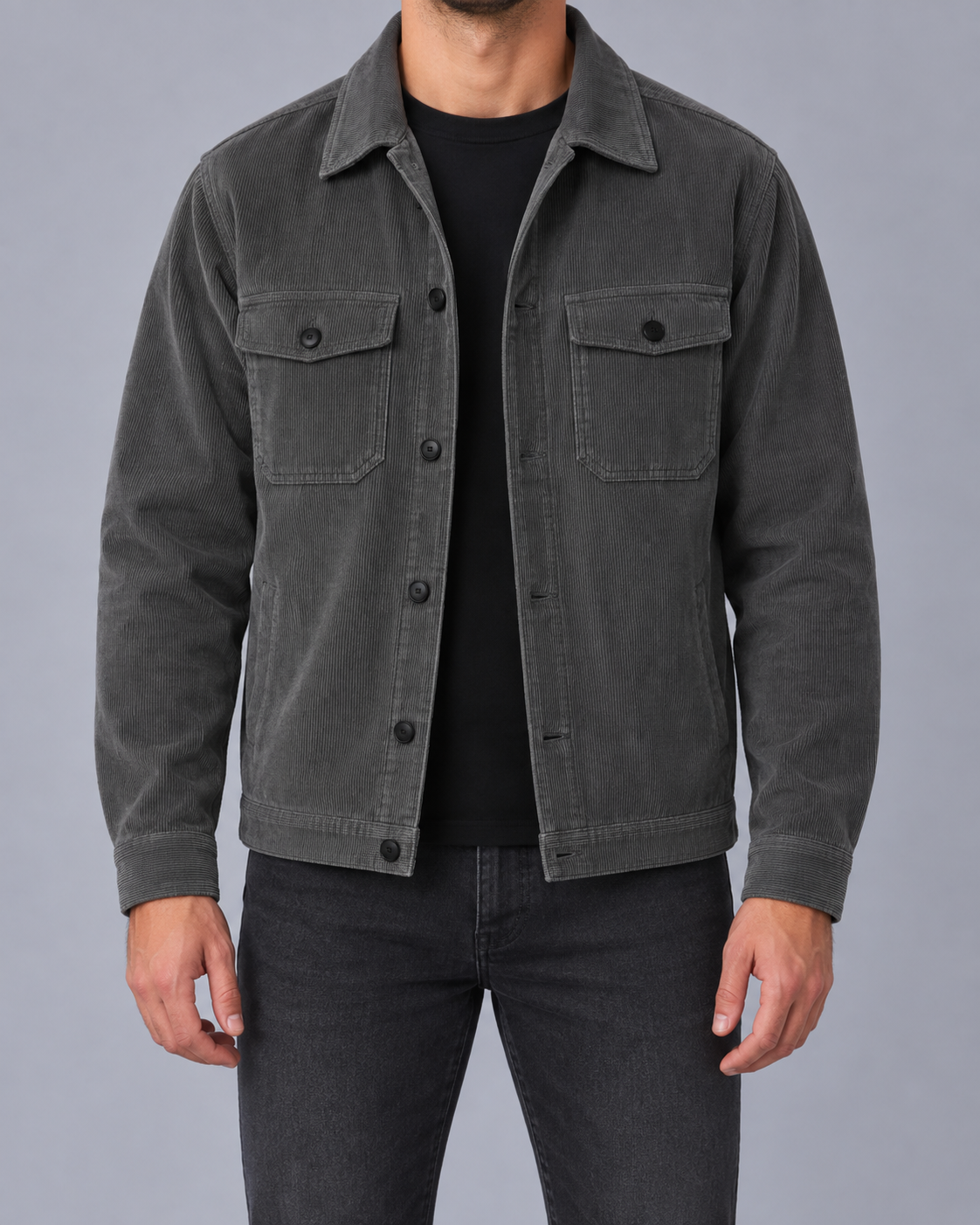 Men's Textured Corduroy Work Jacket | Casual Multi-Pocket Autumn Winter Coat