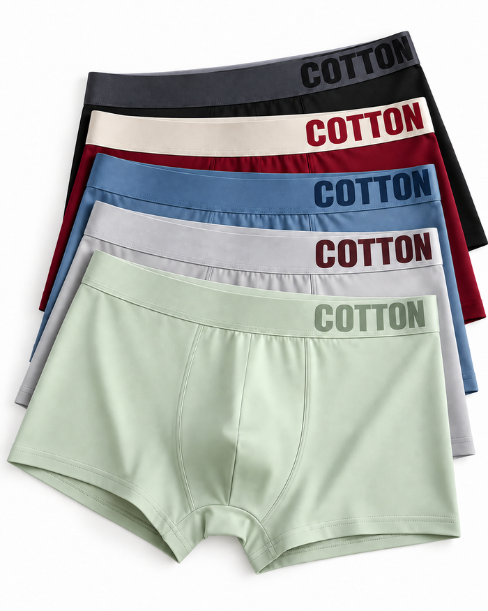 Men's Cotton Boxer Briefs 5-Pack | Soft Breathable Trunks | Multicolour Underwear Set