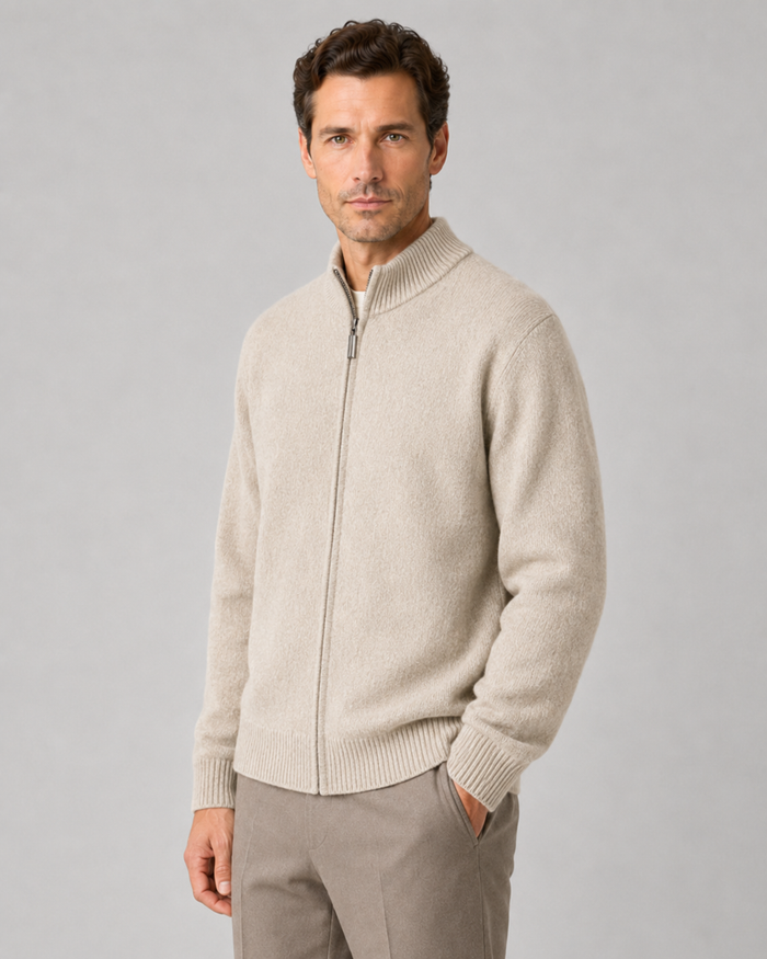 Men's Merino Wool Zip-Up Cardigan
