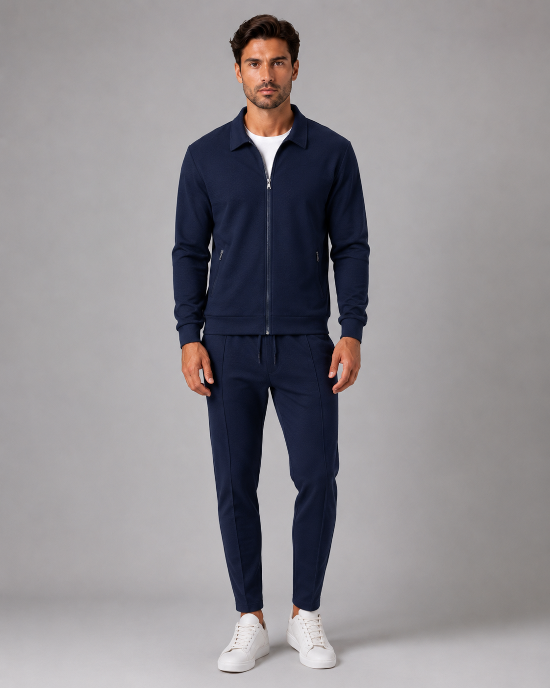 Men's Waffle Tracksuit Set - Zip Jacket & Pants
