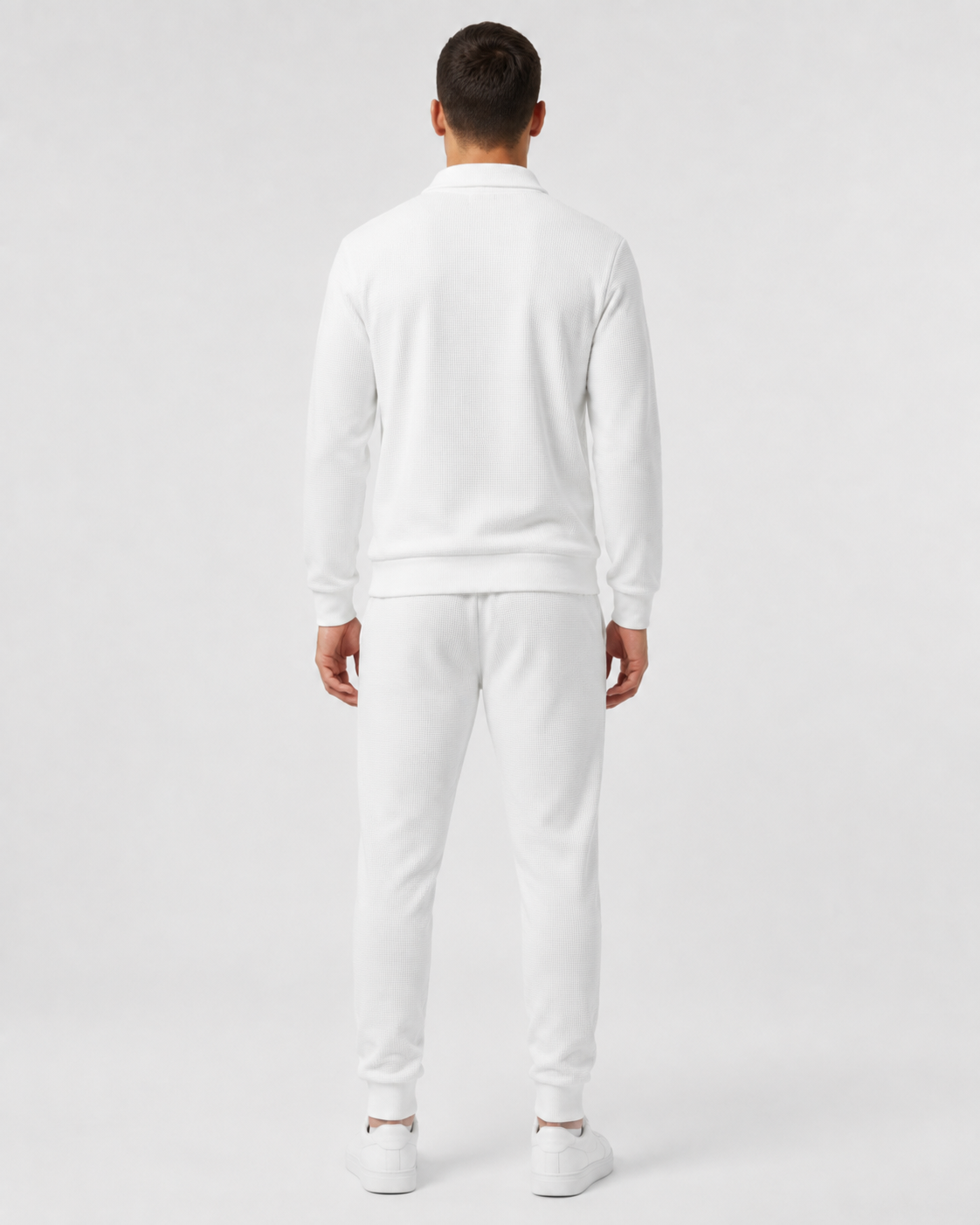 Men's Knit Zip Tracksuit - Collared Top & Joggers